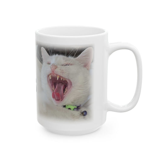 Ceramic Mug — 'This Cat Also Bites Fascists' Political Statement Coffee Cup