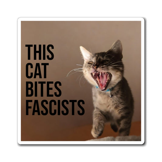 Magnet – "This Cat Bites Fascists" Political Cat Fridge Magnet
