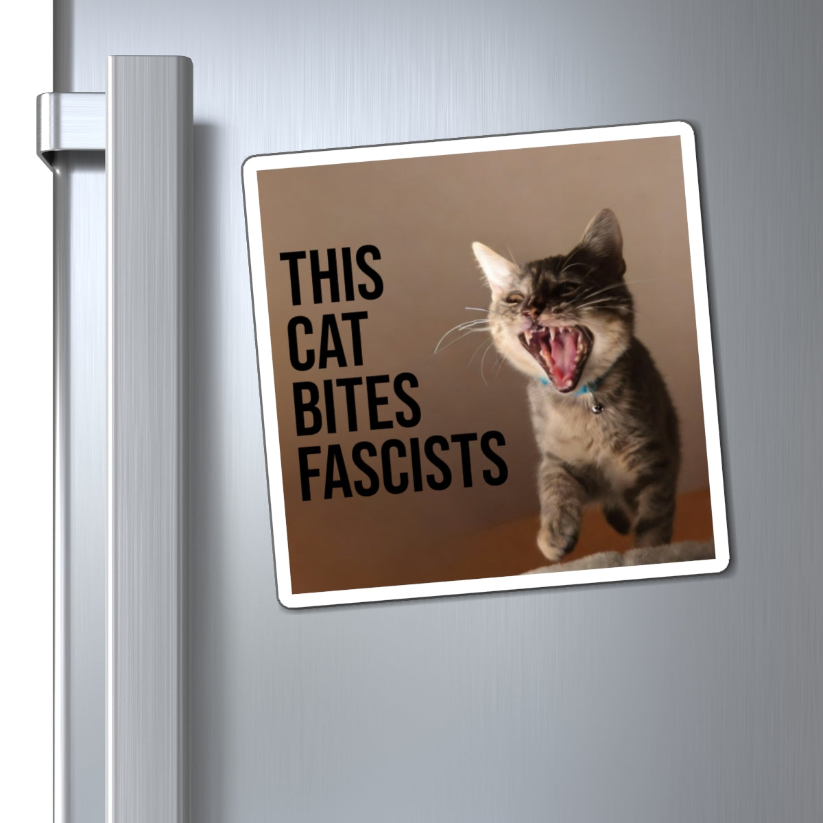 Magnet – "This Cat Bites Fascists" Political Cat Fridge Magnet