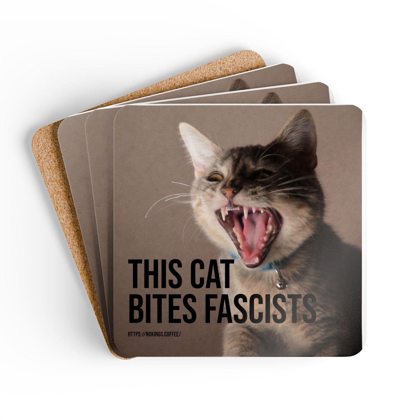 Coaster (Set of 4) — "This Cat Bites Fascists"