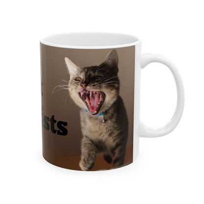 Ceramic Mug — 'This Cat Bites Fascists' Political Statement Coffee Cup