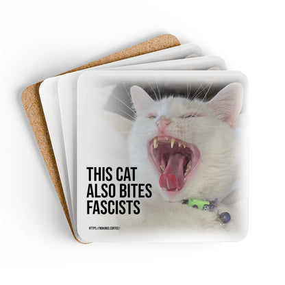 Coaster  (Set of 4) — "This Cat Also Bites Fascists"