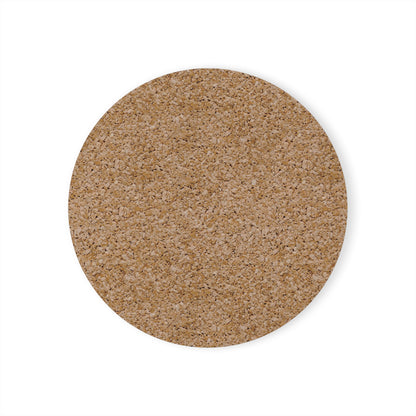 Round Cork Coaster — "This Cat Bites Fascists" Angry Cat Coffee Mat