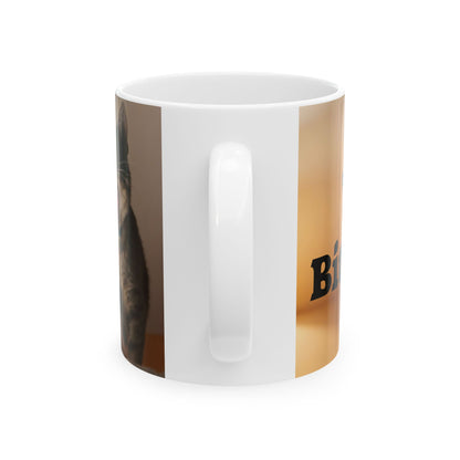 Ceramic Mug — 'This Cat Bites Fascists' Political Statement Coffee Cup
