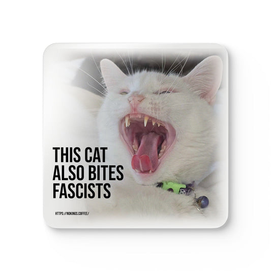 Coaster  (Set of 4) — "This Cat Also Bites Fascists"