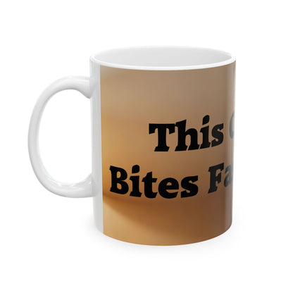 Ceramic Mug — 'This Cat Bites Fascists' Political Statement Coffee Cup