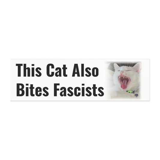 Car Magnet — "This Cat Also Bites Fascists" - 10"x3"