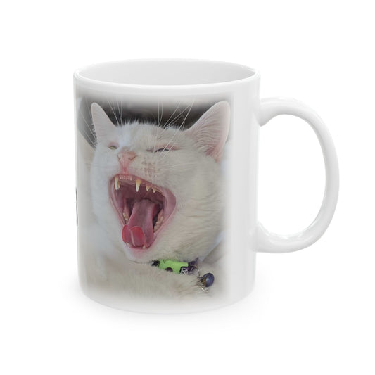 Ceramic Mug — 'This Cat Also Bites Fascists' Political Statement Coffee Cup