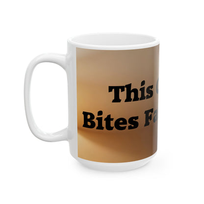 Ceramic Mug — 'This Cat Bites Fascists' Political Statement Coffee Cup