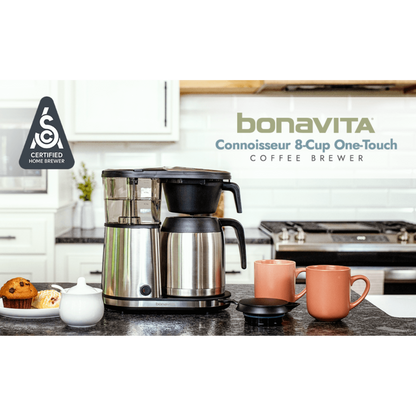 Connoisseur 8-Cup Drip Coffee Brewer One-Touch with Thermal Carafe and Hanging Basket - SCA Certified Home Brewer